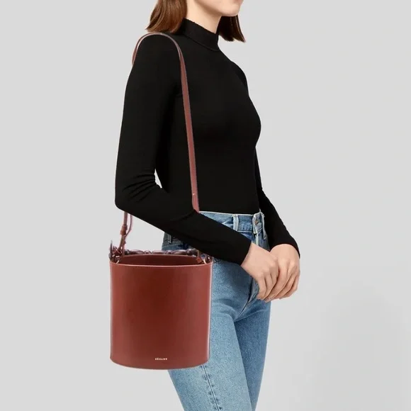 Sezane Brown Shoulder Bag with Braided Handle - Picture 2 of 9